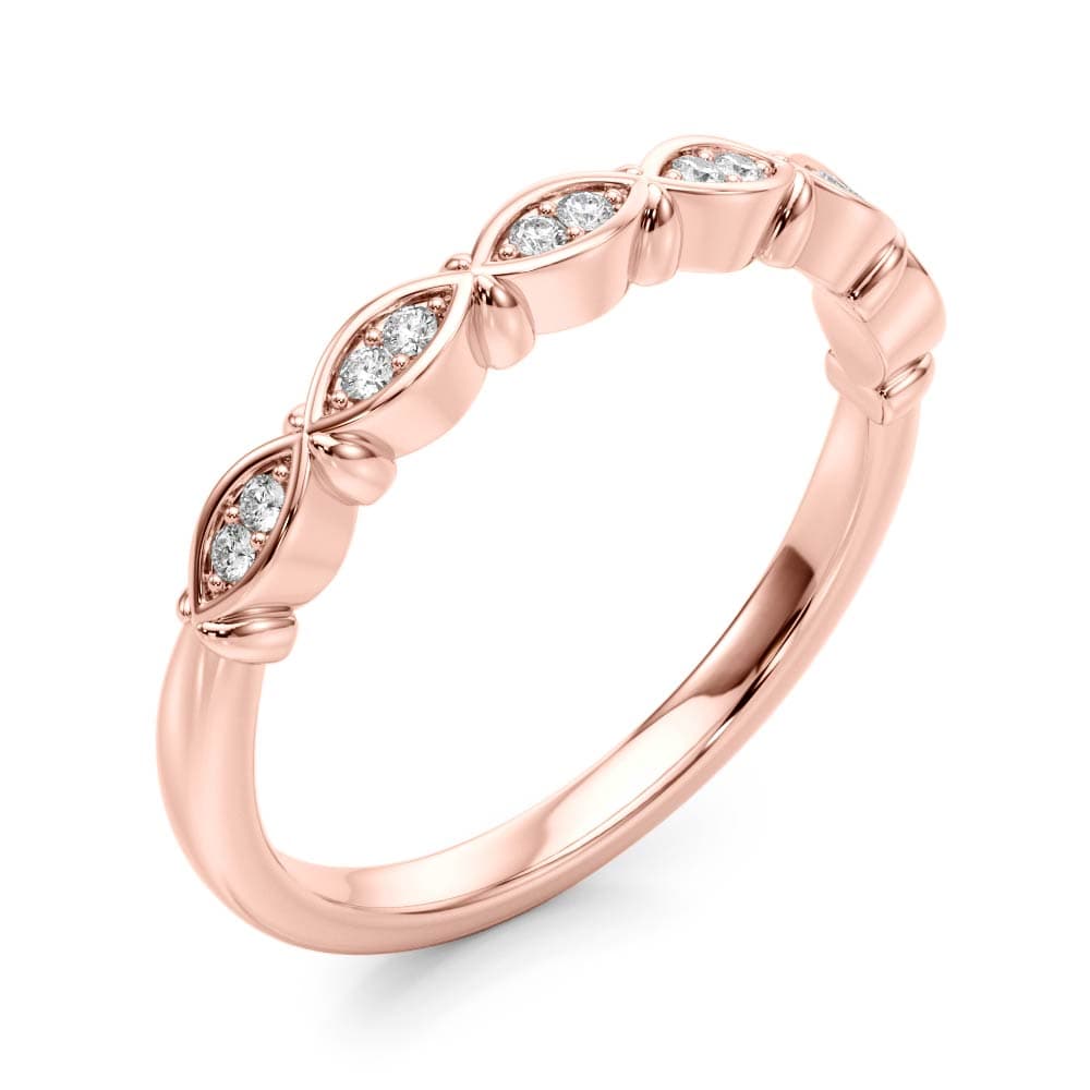 Vintage-Inspired Wedding Band (0.09 ct. tw.), Angle view in rose gold