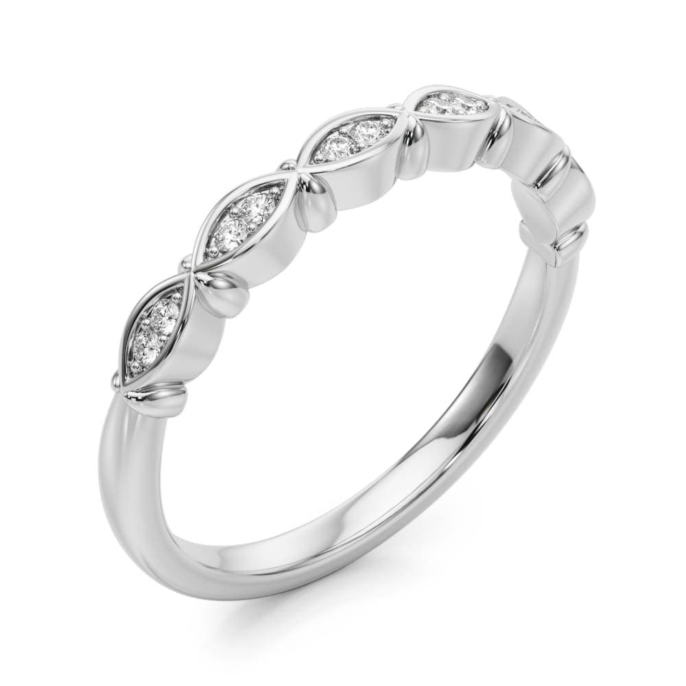 Vintage-Inspired Wedding Band (0.09 ct. tw.), Angle view in white gold or platinum