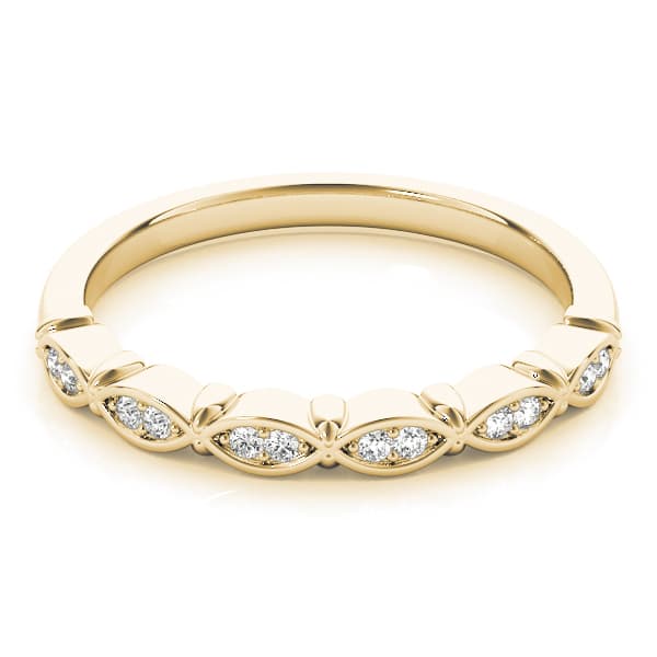 Vintage-Inspired Wedding Band (0.09 ct. tw.), On hand view in yellow gold