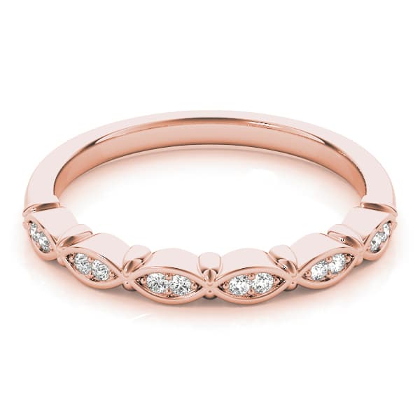 Vintage-Inspired Wedding Band (0.09 ct. tw.), On hand view in rose gold