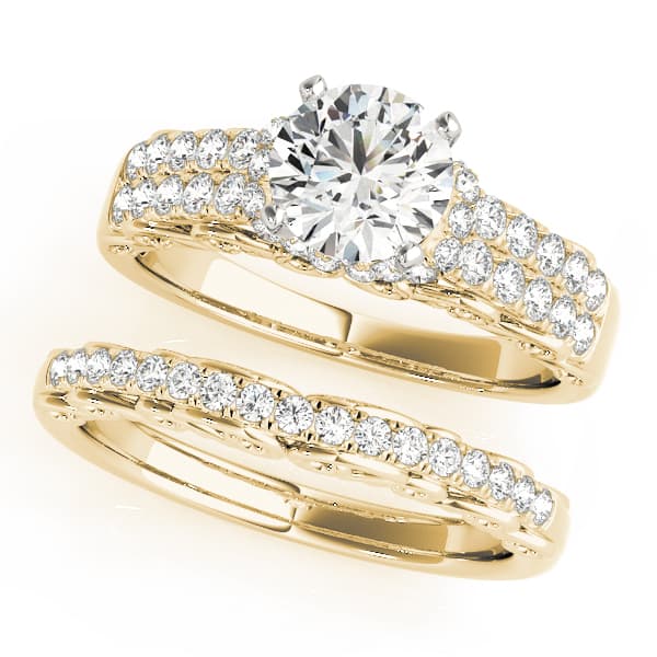Multi-Row Engagement Ring, style 50777, On hand view in yellow gold