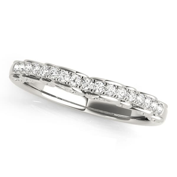 U-Prong Filigree Curved Wedding Band — View 1