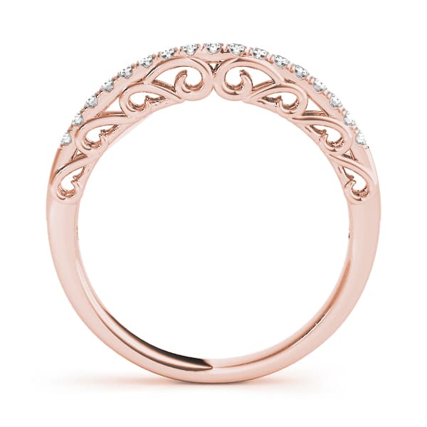 U-Prong Filigree Curved Wedding Band (1/8 ct. tw.), Side view in rose gold