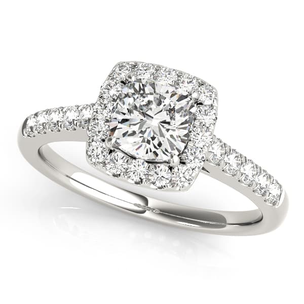 Single Row Halo Engagement Ring — style 50778 in 10k White Gold