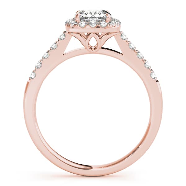 Single Row Halo Engagement Ring, style 50778, Side view in rose gold