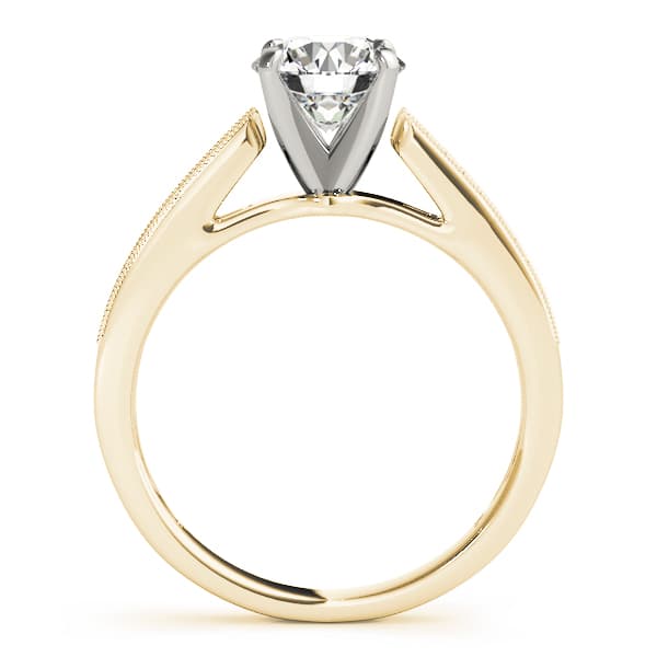 Single Row Graduating Milgrain Engagement Ring, style 50779, Side view in yellow gold