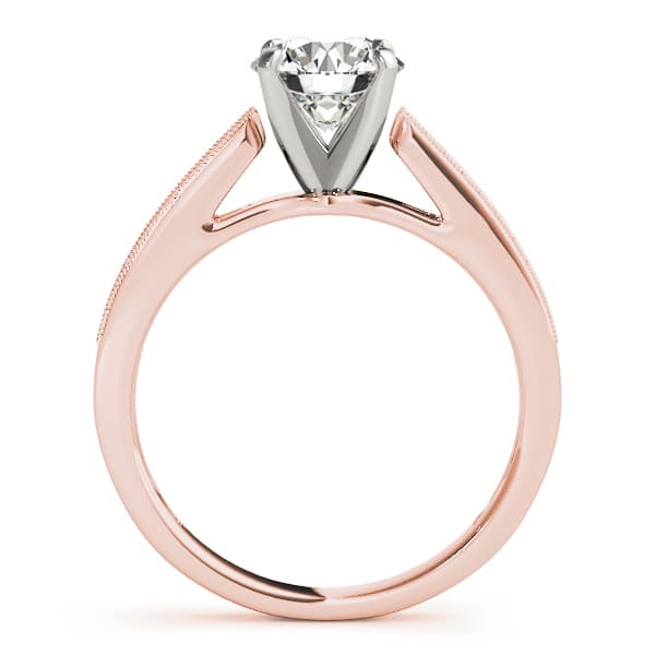 Single Row Graduating Milgrain Engagement Ring, style 50779, Side view in rose gold