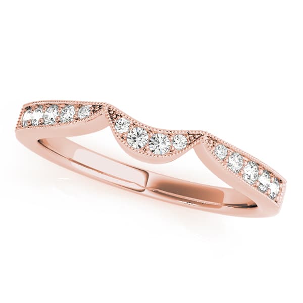 Milgrain Curved Wedding Band (0.15 ct. tw.), Front view in rose gold