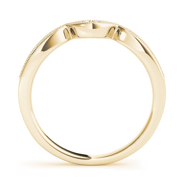 Milgrain Curved Wedding Band (0.15 ct. tw.), Side view in yellow gold