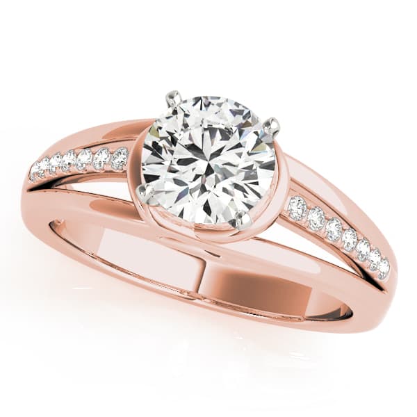 Single Row Prong Engagement Ring, style 50780, Front view in rose gold