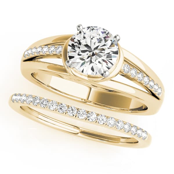 Single Row Prong Engagement Ring, style 50780, On hand view in yellow gold