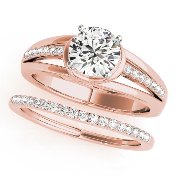 Single Row Prong Engagement Ring, style 50780, On hand view in rose gold