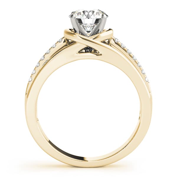 Single Row Prong Engagement Ring, style 50780, Side view in yellow gold