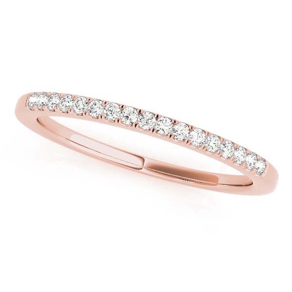 Prong Set Wedding Band (1/8 ct. tw.), Front view in rose gold