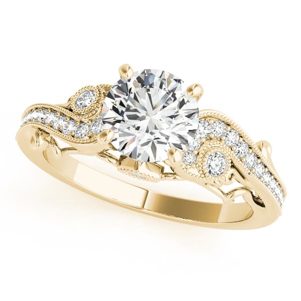 Vintage Inspired Swirling Engagement Ring, style 50781, Front view in yellow gold