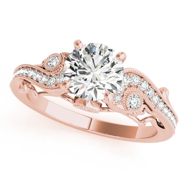 Vintage Inspired Swirling Engagement Ring, style 50781, Front view in rose gold