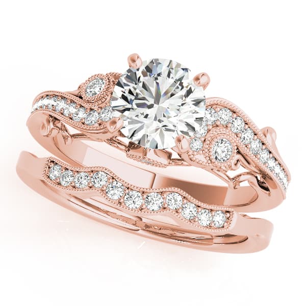 Vintage Inspired Swirling Engagement Ring, style 50781, On hand view in rose gold