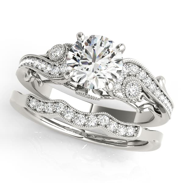 Vintage Inspired Swirling Engagement Ring, style 50781, On hand view in white gold or platinum