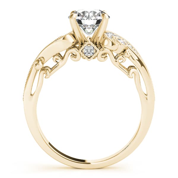 Vintage Inspired Swirling Engagement Ring, style 50781, Side view in yellow gold