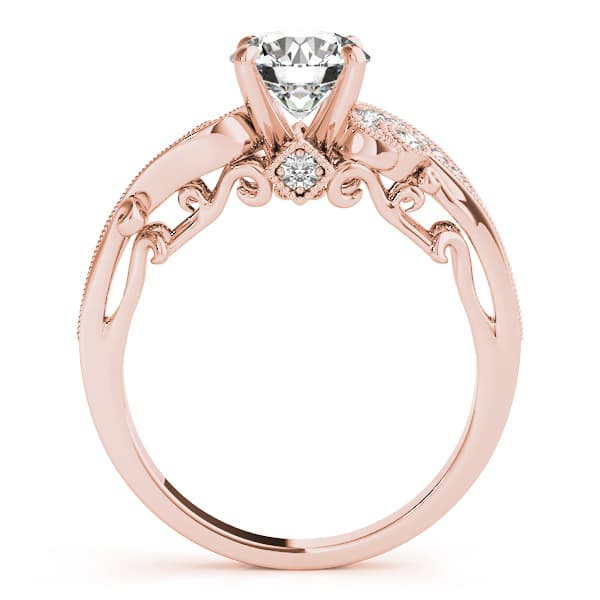 Vintage Inspired Swirling Engagement Ring, style 50781, Side view in rose gold