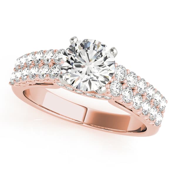 Multi-Row Engagement Ring, style 50782, Front view in rose gold