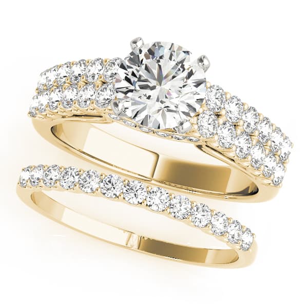 Multi-Row Engagement Ring, style 50782, On hand view in yellow gold