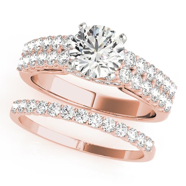 Multi-Row Engagement Ring, style 50782, On hand view in rose gold