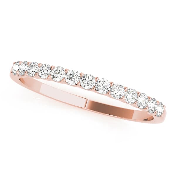 Shared Prong Wedding Band (1/4 ct. tw.), Front view in rose gold