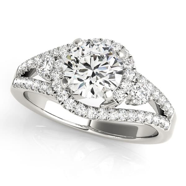 Bypass Halo Split Shank Engagement Ring — style 50783 in 10k White Gold