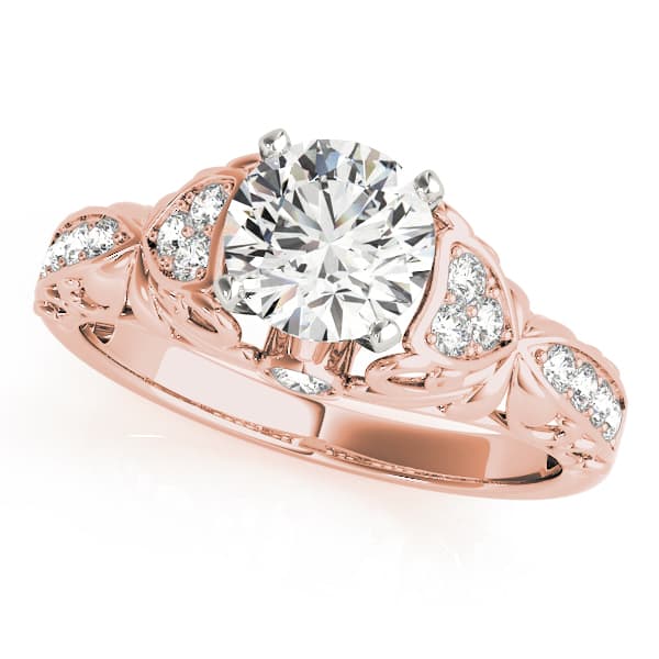 Vintage Inspired Engagement Ring, style 50784, Front view in rose gold