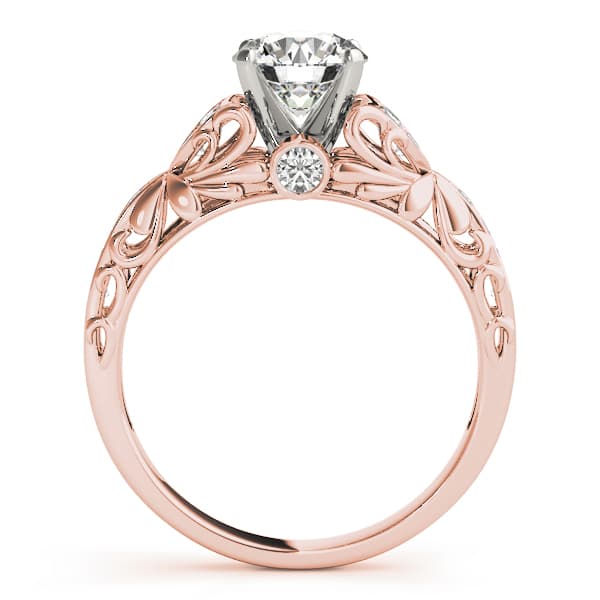 Vintage Inspired Engagement Ring, style 50784, Side view in rose gold