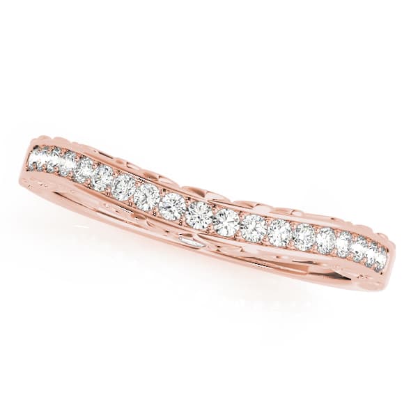 Channel Set Filigree Curved Wedding Band (1/4 ct. tw.), Front view in rose gold