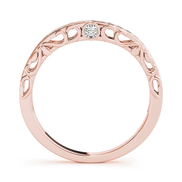 Channel Set Filigree Curved Wedding Band (1/4 ct. tw.), Side view in rose gold