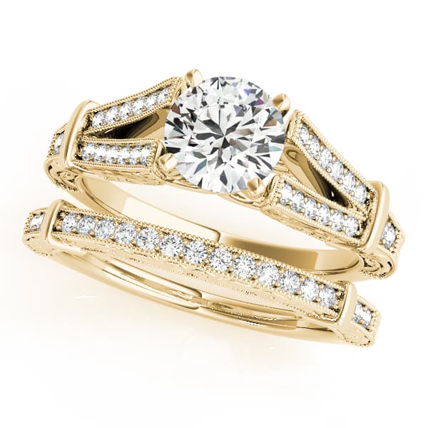 Multi-Row Engagement Ring, style 50785, On hand view in yellow gold