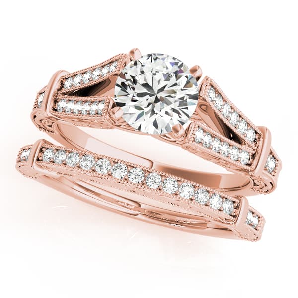 Multi-Row Engagement Ring, style 50785, On hand view in rose gold