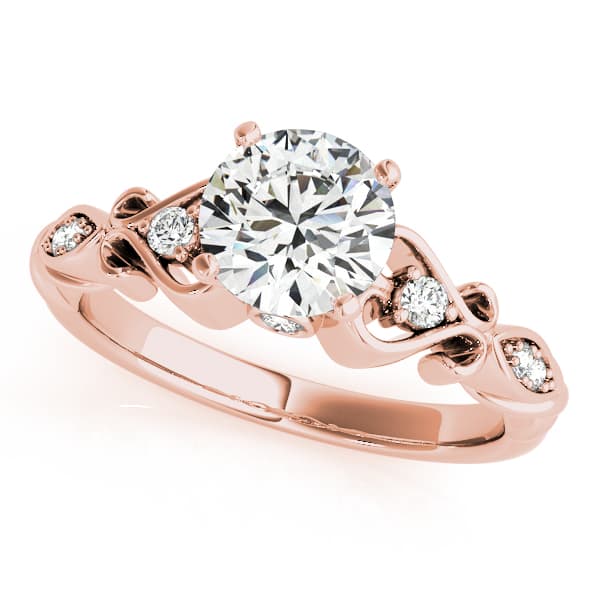Antique Filigree Engagement Ring, style 50786, Front view in rose gold