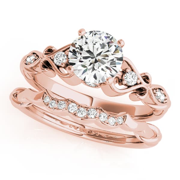 Antique Filigree Engagement Ring, style 50786, On hand view in rose gold