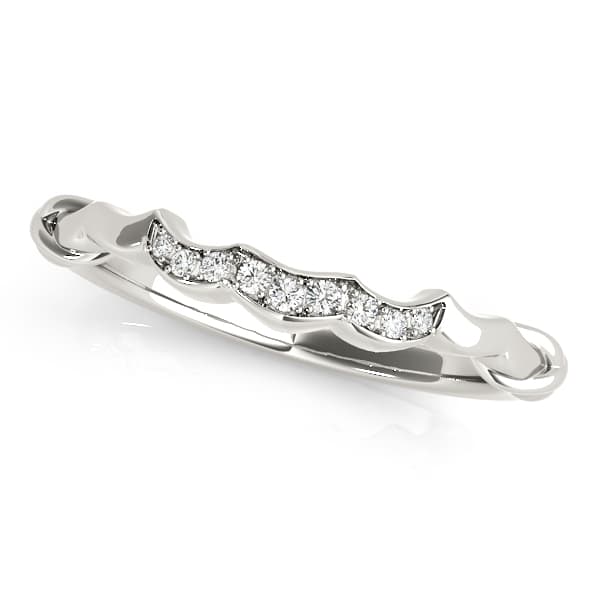 Single Row Curved Wedding Band — White Gold