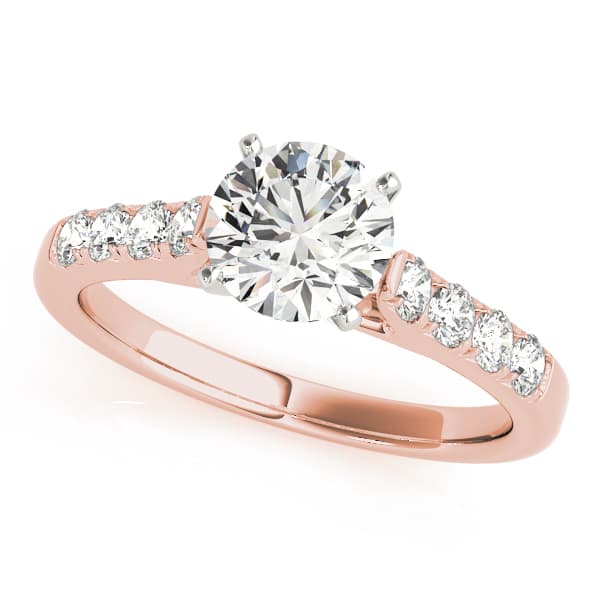 Single Row Split Prong Cathedral Engagement Ring, style 50787, Front view in rose gold