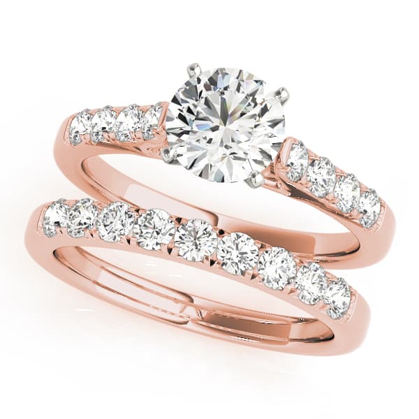 Single Row Split Prong Cathedral Engagement Ring, style 50787, On hand view in rose gold