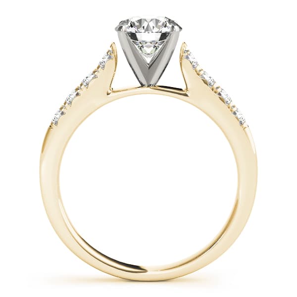 Single Row Split Prong Cathedral Engagement Ring, style 50787, Side view in yellow gold