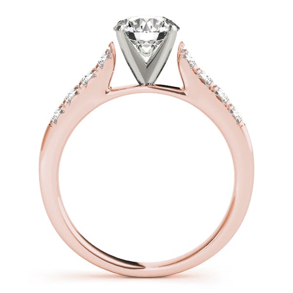 Single Row Split Prong Cathedral Engagement Ring, style 50787, Side view in rose gold
