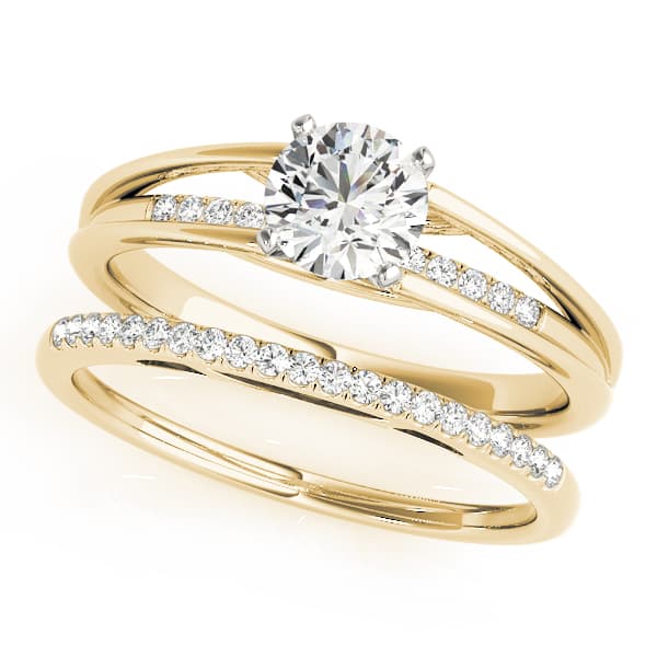 Single Row Prong Engagement Ring, style 50788, On hand view in yellow gold