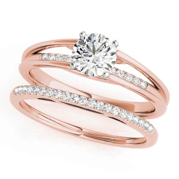 Single Row Prong Engagement Ring, style 50788, On hand view in rose gold