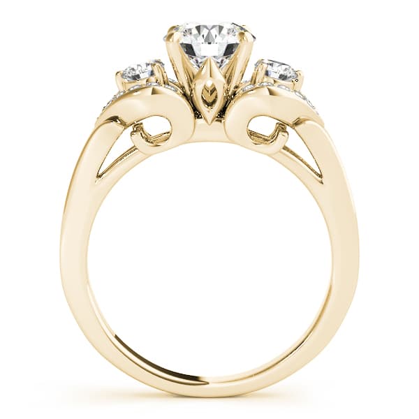 3 Stone Round Engagement Ring, style 50789, Side view in yellow gold