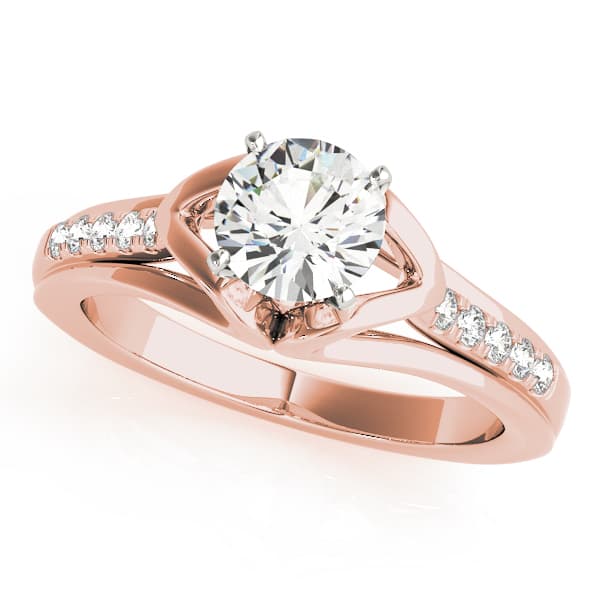 Single Row Prong Engagement Ring, style 50790, Front view in rose gold