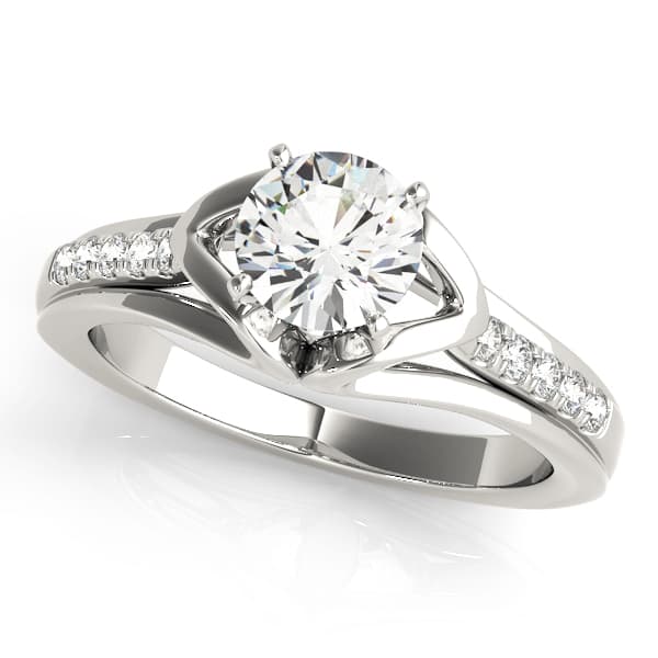 Single Row Prong Engagement Ring — style 50790 in 10k White Gold