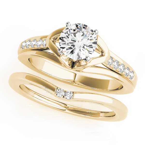 Single Row Prong Engagement Ring, style 50790, On hand view in yellow gold