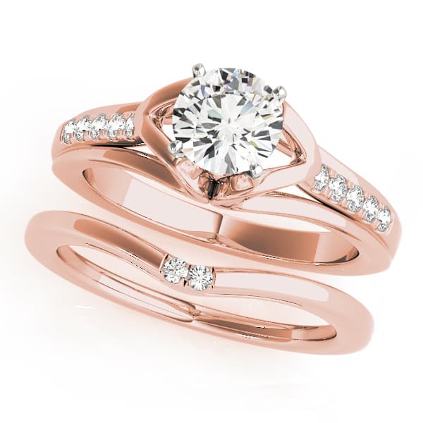 Single Row Prong Engagement Ring, style 50790, On hand view in rose gold