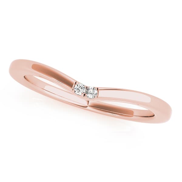2-Stone Curved Wedding Bands (0.02 ct. tw.), Front view in rose gold
